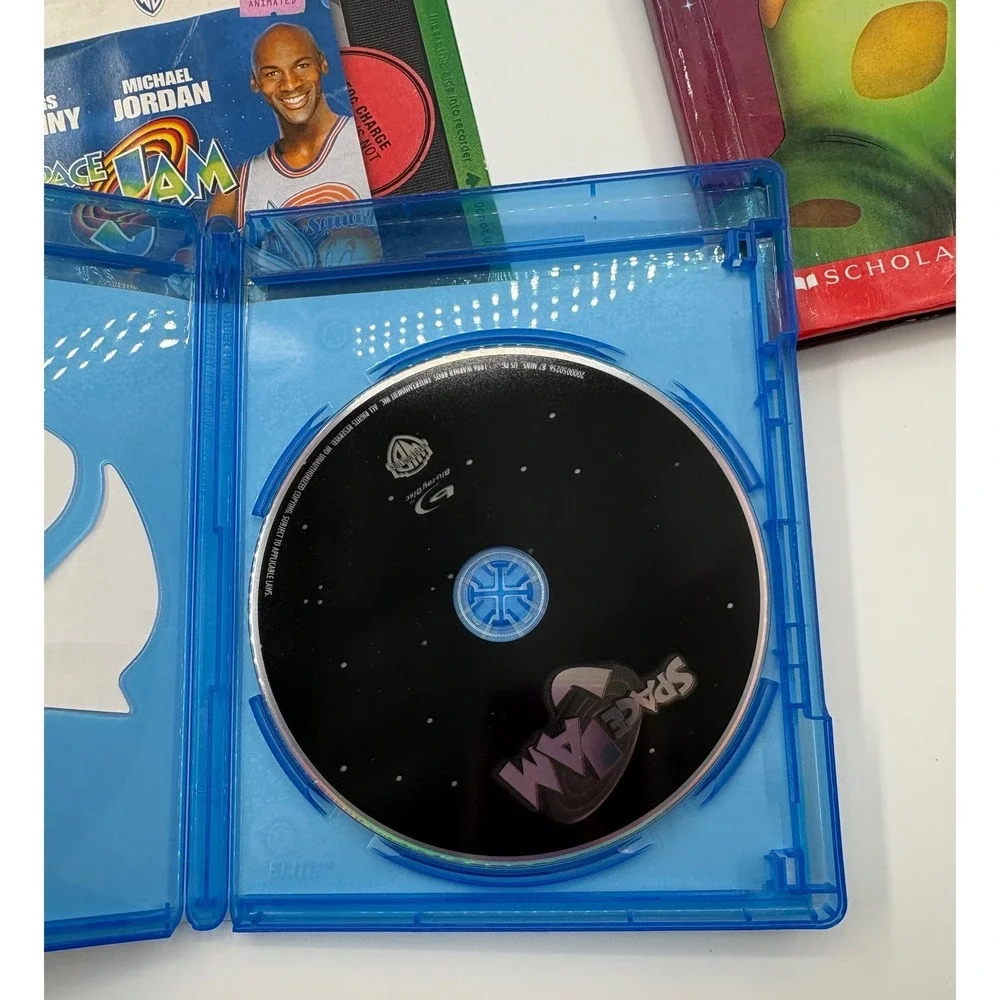 Space Jam 1996 Hardcover Scholastic Book First Printing Blu-ray Movie Bundle VTG